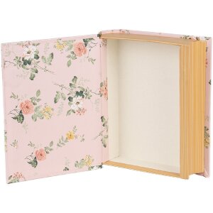 Clayre & Eef 66013P Scatola a forma di libro rosa floreale 17x14x5 cm