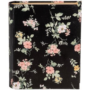 Clayre & Eef 66013Z Scatola a forma di libro Fiori Nero 17x14x5 cm