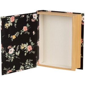 Clayre & Eef 66013Z Scatola a forma di libro Fiori Nero 17x14x5 cm