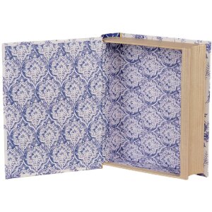Clayre & Eef 66014 Scatola a forma di libro Bianco Blu 17x14x5 cm Retro Vintage