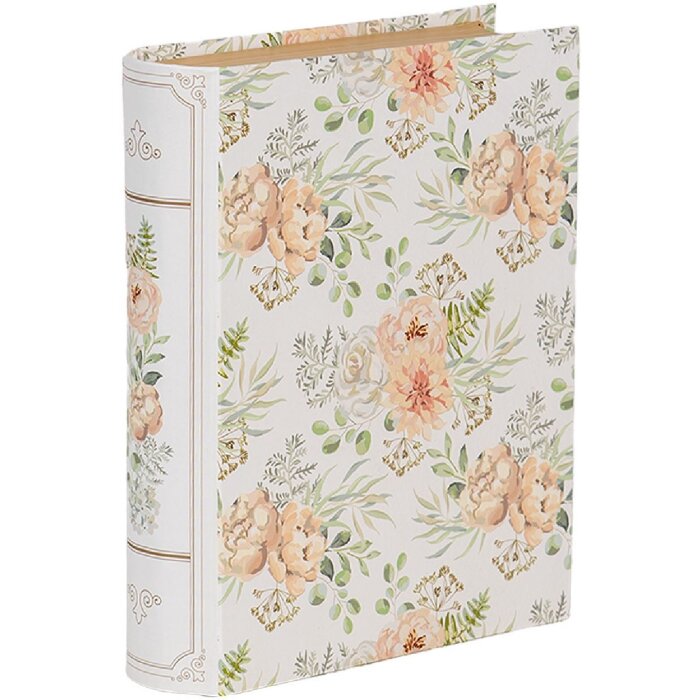 Clayre & Eef 66017 Scatola a forma di libro Bianco Verde 17x14x5 cm