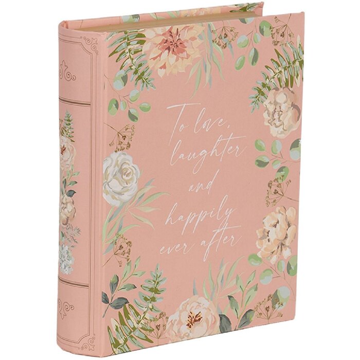 Clayre & Eef 66018 Scatola a forma di libro Fiori rosa 17x14x5 cm