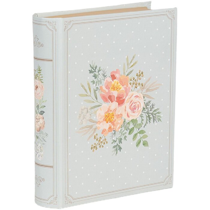 Clayre & Eef 66019 Scatola a forma di libro Blu Rosa 17x14x5 cm Romantica