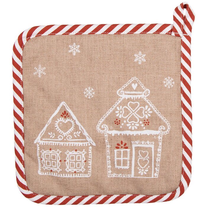 Clayre & Eef GBB45 Portapentole marrone bianco stile country 20x20 cm Cotone