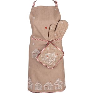 Clayre & Eef GBB45 Portapentole marrone bianco stile country 20x20 cm Cotone