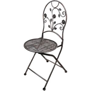 Clayre & Eef 5Y1273 Set da bistrot Tavolo Ø 60 cm Sedie in ferro marrone antico 3 pezzi