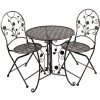 Clayre & Eef 5Y1273 Set da bistrot Tavolo Ø 60 cm Sedie in ferro marrone antico 3 pezzi
