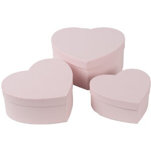 Clayre & Eef 66025 Set di scatole Cuore Rosa 3 dimensioni Scatole regalo in stile country