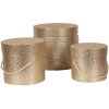 Clayre & Eef 66020 Set di scatole portaoggetti tonde glitterate oro 3 dimensioni