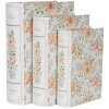 Clayre & Eef 66021 Set di 3 scatole a forma di libro in stile country bianco verde