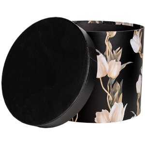 Clayre & Eef 66023 Set di scatole per larchiviazione in 3 dimensioni in stile country floreale nero
