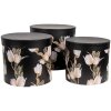 Clayre & Eef 66023 Set di scatole per larchiviazione in 3 dimensioni in stile country floreale nero