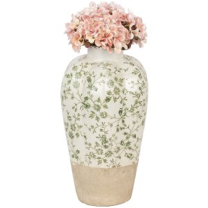 Clayre & Eef 6CE1936M Vaso in ceramica beige verde Ø 21x34 cm Stile country