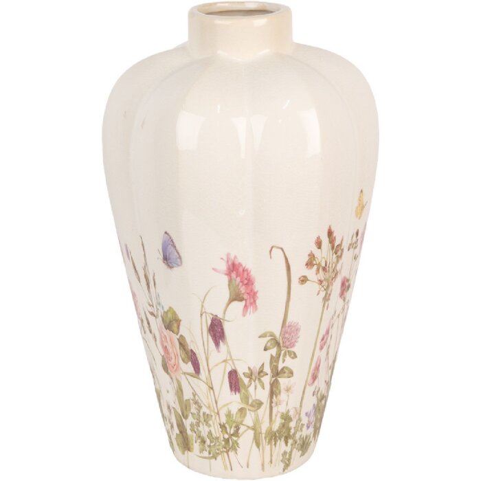 Clayre & Eef 6CE1938L Vaso Beige Pink Ø 24x40 cm Ceramica Stile Country