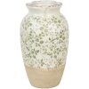 Clayre & Eef 6CE1943L Vaso Ø 21x37 cm Ceramica Verde Beige Stile Country