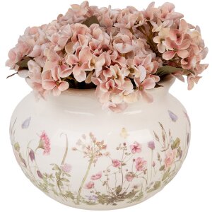 Clayre & Eef 6CE1944L Vaso da fiori Beige Rosa Ø 23x16 cm Ceramica Stile Country