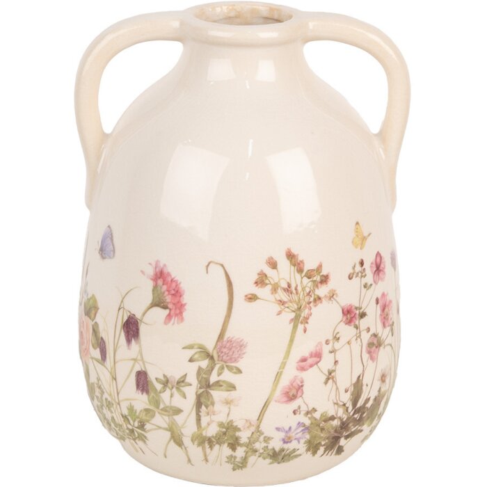Clayre & Eef 6CE1947L Vaso Beige Rosa Ø 16x22 cm Ceramica Stile Country