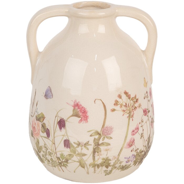 Clayre & Eef 6CE1947M Vaso in ceramica Beige Rosa Ø 14x18 cm Stile Country