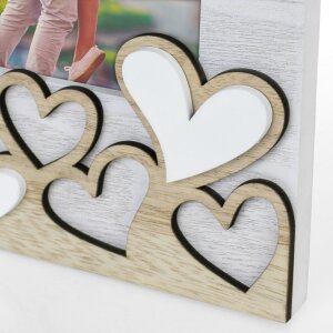 Portafoto ZEP Lavinia 10x15 cm in legno con applicazioni a cuore per il formato verticale