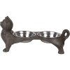 Clayre & Eef 6Y5641 Ciotola per animali in ferro marrone 39x15x19 cm 2x225 ml