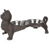 Clayre & Eef 6Y5641 Ciotola per animali in ferro marrone 39x15x19 cm 2x225 ml