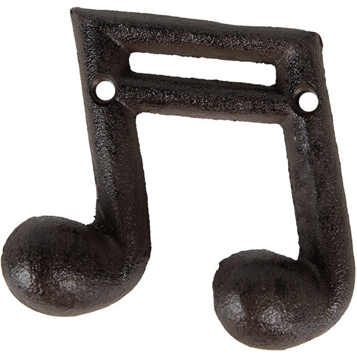 Clayre & Eef 6Y5652 Appendiabiti da parete nota musicale in ferro marrone 10x3x9 cm