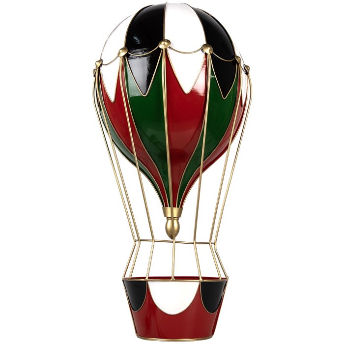 Clayre & Eef 5Y1260 Decorazione Mongolfiera in metallo rosso verde 31x16x63 cm