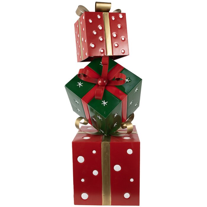 Clayre & Eef 5Y1261 Decorazione Regalo Rosso Verde 42x36x92 cm Metallo Stile Country