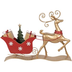 Clayre & Eef 5Y1263 Decorazione Slitta Marrone Rosso Metallo 70x12x49 cm