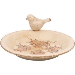 Clayre & Eef 6CE1949L Ciotola per uccelli Ø 26x10 cm in ceramica Roses Vintage