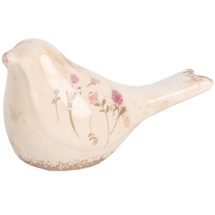 Clayre & Eef 6CE1952S Decorazione Uccello Rosa Beige 16x7x9 cm Ceramica