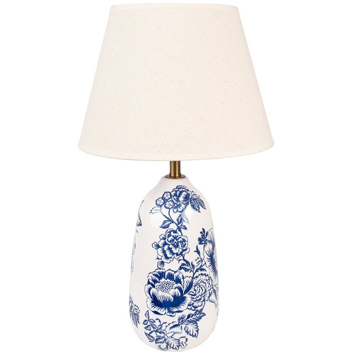 Clayre & Eef 6LMC0098 Lampada da tavolo stile country Ø28x49 cm Base in ceramica blu bianco