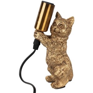 Clayre & Eef 6LMP791 Lampada da tavolo Cat Gold...
