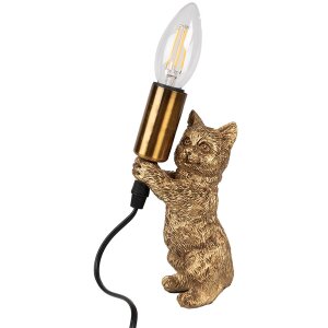 Clayre & Eef 6LMP791 Lampada da tavolo Cat Gold...