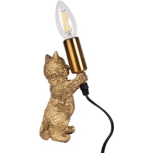 Clayre & Eef 6LMP791 Lampada da tavolo Cat Gold 9x9x18 cm E14 max 40W