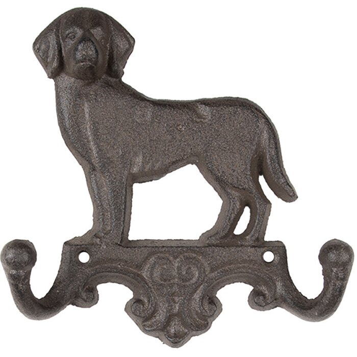 Clayre & Eef 6Y5650 Appendiabiti da parete per cani in ferro marrone 16x4x16 cm