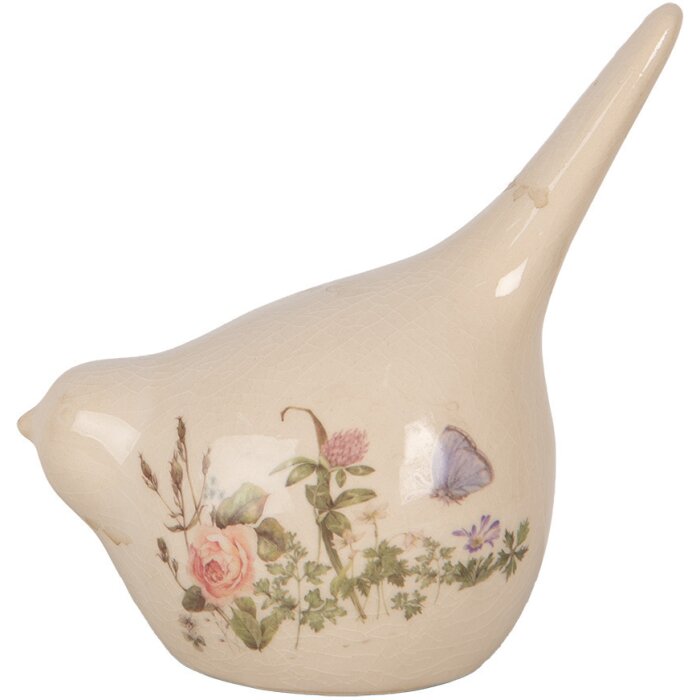 Clayre & Eef 6CE1954M Decorazione Uccello Beige Rosa 14x9x15 cm Stile Country