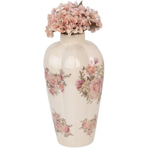 Clayre & Eef 6CE1963M Vaso Ø 21x34 cm in ceramica rosa beige stile country