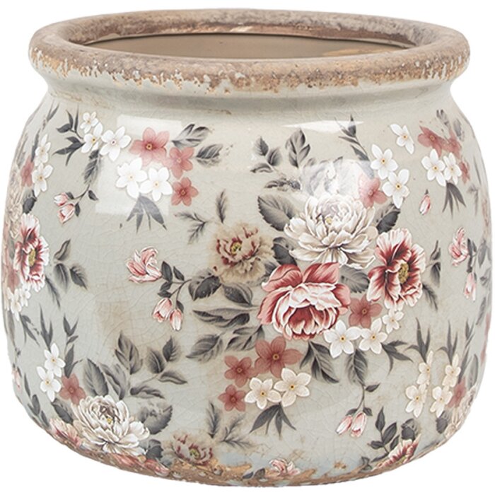 Clayre & Eef 6CE1964M Vaso da fiori Grigio Rosa Ø 16x13 cm Stile country
