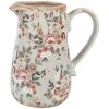 Clayre & Eef 6CE1965M Brocca in ceramica grigio rosa fiori 16x12x18 cm stile country