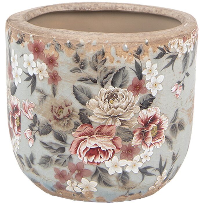 Clayre & Eef 6CE1966M Vaso da fiori Grigio Rosa Ø 14x13 cm Stile country