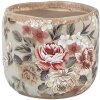 Clayre & Eef 6CE1966S Vaso da fiori Grigio Rosa Ø 10x9 cm Ceramica stile country