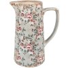 Clayre & Eef 6CE1971L Brocca decorativa in ceramica grigio rosa fiori 21x14x26 cm