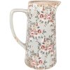 Clayre & Eef 6CE1971L Brocca decorativa in ceramica grigio rosa fiori 21x14x26 cm