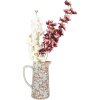 Clayre & Eef 6CE1971L Brocca decorativa in ceramica grigio rosa fiori 21x14x26 cm