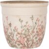 Clayre & Eef 6CE1974L Vaso da fiori in ceramica beige rosa Ø 18x17 cm Stile country