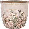 Clayre & Eef 6CE1974M Vaso da fiori in ceramica beige rosa stile country Ø 16x14 cm