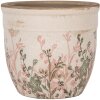 Clayre & Eef 6CE1974M Vaso da fiori in ceramica beige rosa stile country Ø 16x14 cm