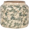 Clayre & Eef 6CE1975L Vaso da fiori in ceramica beige verde Ø 18x16 cm