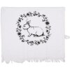 Asciugamano per ospiti Clayre & Eef in cotone bianco nero stile country 40x66 cm